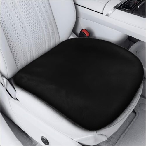Faux Fur Car Seat Cushion, Warm Winter, Black