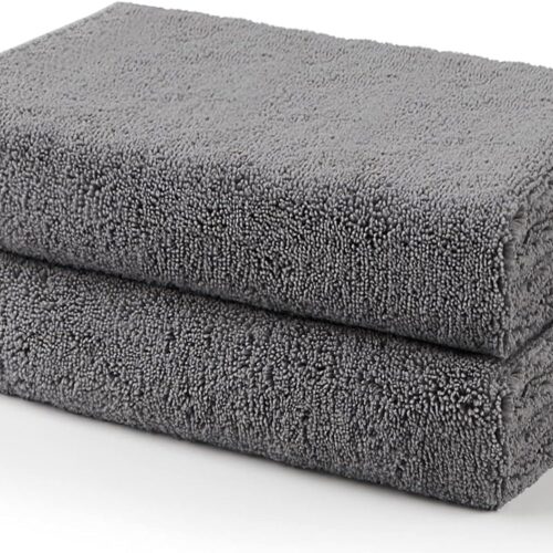 Car Drying Towels, 2 Pack Professional Microfiber Towels for Cars, Scratch-Free, Highly Absorbent Drying Towel for Cars, SUVs, RVs, Trucks, and Boats, 35 x 25 inch, Grey