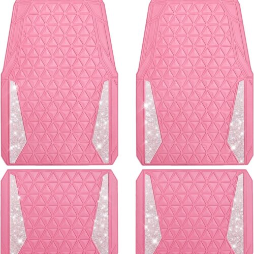 Diamond Rhinestone Rubber Car Floor Mats, Waterproof