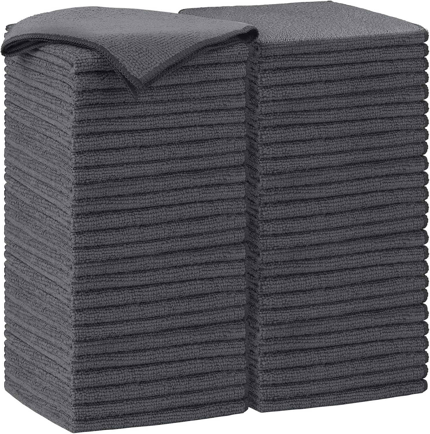 Microfiber Cleaning Cloth-50PK, Soft Microfiber Towels for Cars, Absorbent Cleaning Rags, Lint-Free Streak-Free Wash Cloths for House, Kitchen, Window(12in.x12in), Grey